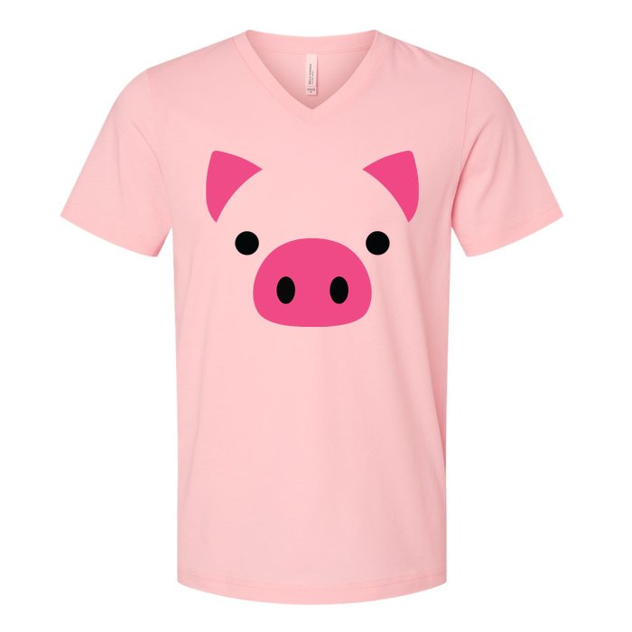 Pig Face Costume Funny Halloween V-Neck T-Shirt