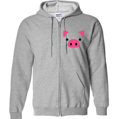 Pig Face Costume Funny Halloween Full Zip Hoodie