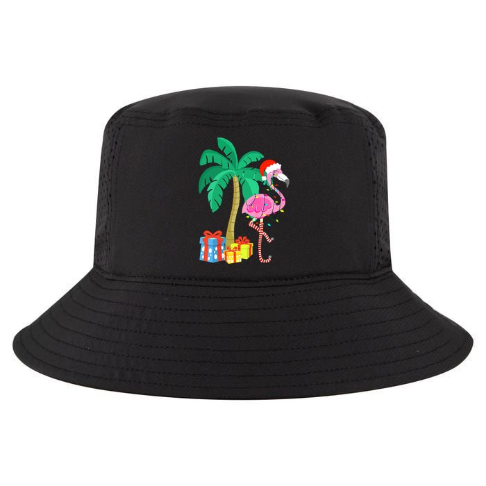 Pink Flamingo Christmas Palm Tree Tropical Xmas Funny Cool Comfort Performance Bucket Hat