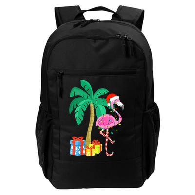 Pink Flamingo Christmas Palm Tree Tropical Xmas Funny Backpack