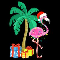 Pink Flamingo Christmas Palm Tree Tropical Xmas Funny Sustainable Bucket Hat