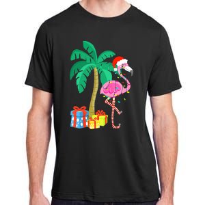 Pink Flamingo Christmas Palm Tree Tropical Xmas Funny Adult ChromaSoft Performance T-Shirt