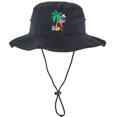 Pink Flamingo Christmas Palm Tree Tropical Xmas Funny Bucket Hat