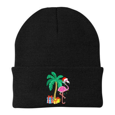 Pink Flamingo Christmas Palm Tree Tropical Xmas Funny Beanie
