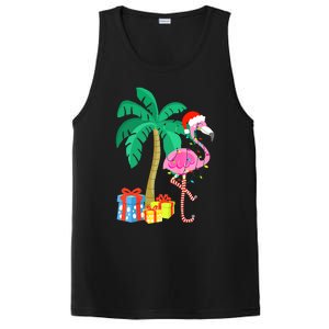 Pink Flamingo Christmas Palm Tree Tropical Xmas Funny PosiCharge Competitor Tank