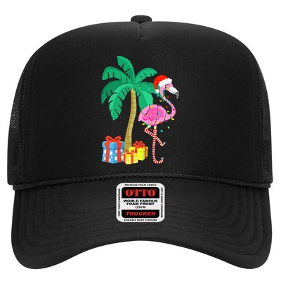 Pink Flamingo Christmas Palm Tree Tropical Xmas Funny Hat