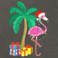 Pink Flamingo Christmas Palm Tree Tropical Xmas Funny Cotton Canvas Backpack