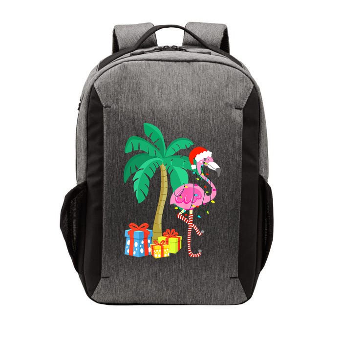 Pink Flamingo Christmas Palm Tree Tropical Xmas Funny Vector Backpack
