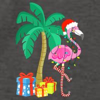 Pink Flamingo Christmas Palm Tree Tropical Xmas Funny Vector Backpack