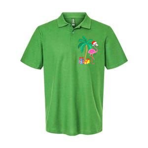 Pink Flamingo Christmas Palm Tree Tropical Xmas Funny Softstyle Adult Sport Polo