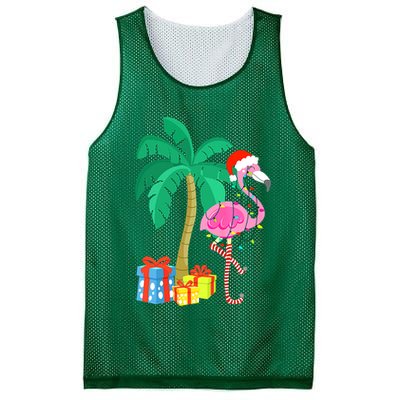 Pink Flamingo Christmas Palm Tree Tropical Xmas Funny Mesh Reversible Basketball Jersey Tank