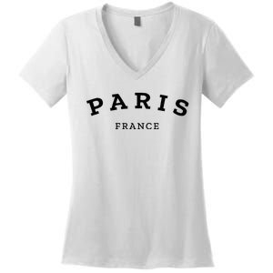 Paris France Cool Women Girl Casual French Women's V-Neck T-Shirt