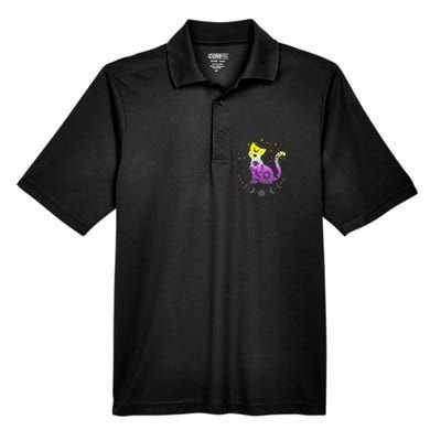  pride flag colors NonBinary astronomy cat Men's Origin Performance Pique Polo