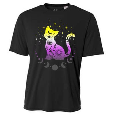  pride flag colors NonBinary astronomy cat Cooling Performance Crew T-Shirt