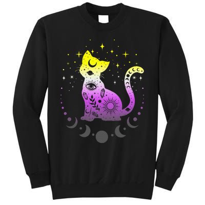  pride flag colors NonBinary astronomy cat Sweatshirt