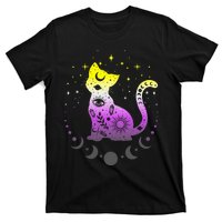  pride flag colors NonBinary astronomy cat T-Shirt