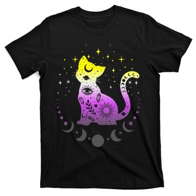  pride flag colors NonBinary astronomy cat T-Shirt