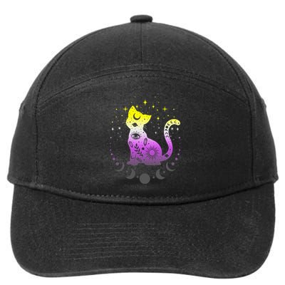  pride flag colors NonBinary astronomy cat 7-Panel Snapback Hat