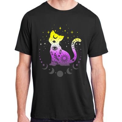  pride flag colors NonBinary astronomy cat Adult ChromaSoft Performance T-Shirt