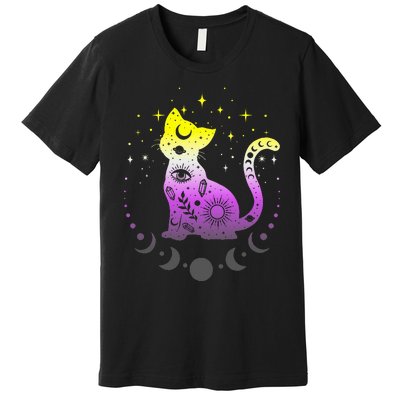  pride flag colors NonBinary astronomy cat Premium T-Shirt