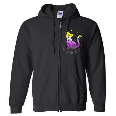  pride flag colors NonBinary astronomy cat Full Zip Hoodie