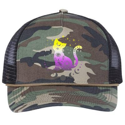  pride flag colors NonBinary astronomy cat Retro Rope Trucker Hat Cap