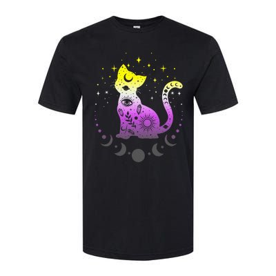  pride flag colors NonBinary astronomy cat Softstyle CVC T-Shirt