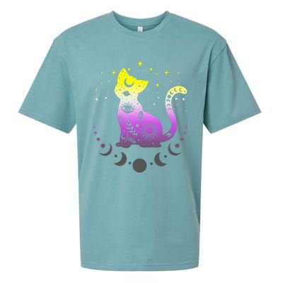  pride flag colors NonBinary astronomy cat Sueded Cloud Jersey T-Shirt