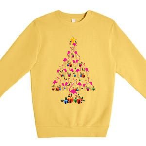 Pink Flamingo Christmas Tree Cute Flamingos Holiday Decor Premium Crewneck Sweatshirt