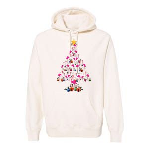 Pink Flamingo Christmas Tree Cute Flamingos Holiday Decor Premium Hoodie