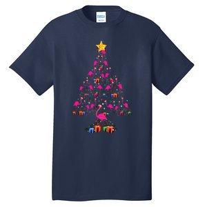 Pink Flamingo Christmas Tree Cute Flamingos Holiday Decor Tall T-Shirt