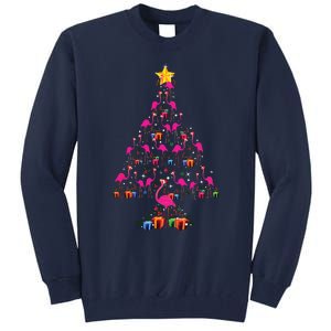 Pink Flamingo Christmas Tree Cute Flamingos Holiday Decor Tall Sweatshirt