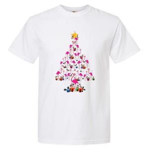 Pink Flamingo Christmas Tree Cute Flamingos Holiday Decor Garment-Dyed Heavyweight T-Shirt