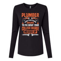 Plumber Funny College Plumbing Joke Pun Gift Womens Cotton Relaxed Long Sleeve T-Shirt