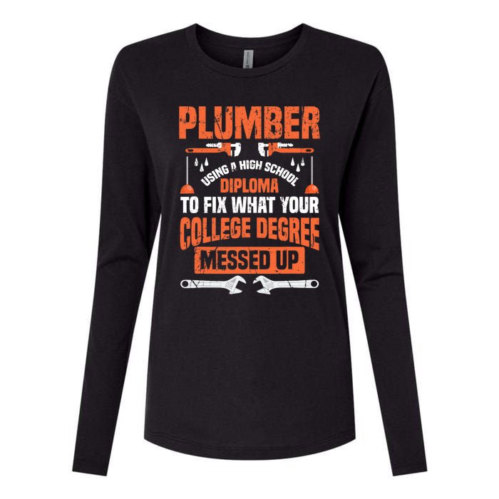 Plumber Funny College Plumbing Joke Pun Gift Womens Cotton Relaxed Long Sleeve T-Shirt