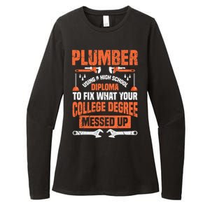 Plumber Funny College Plumbing Joke Pun Gift Womens CVC Long Sleeve Shirt