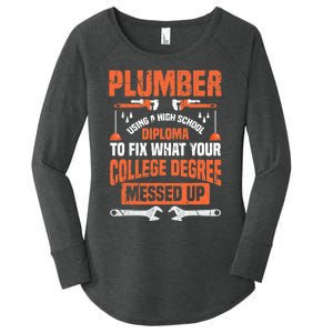 Plumber Funny College Plumbing Joke Pun Gift Women's Perfect Tri Tunic Long Sleeve Shirt