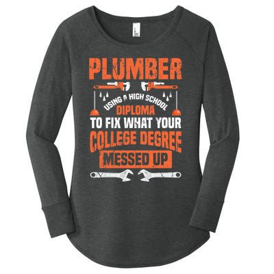 Plumber Funny College Plumbing Joke Pun Gift Women's Perfect Tri Tunic Long Sleeve Shirt