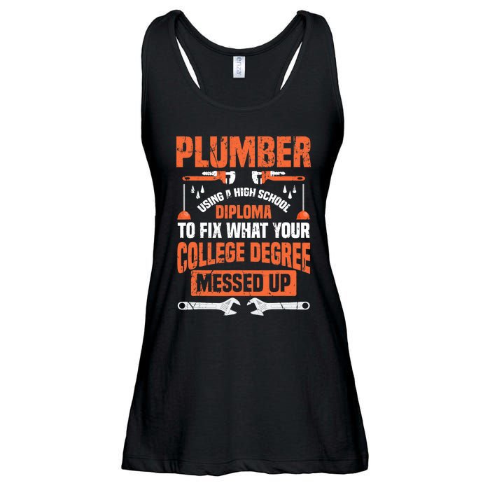 Plumber Funny College Plumbing Joke Pun Gift Ladies Essential Flowy Tank