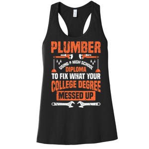 Plumber Funny College Plumbing Joke Pun Gift Women's Racerback Tank