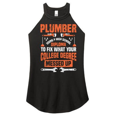 Plumber Funny College Plumbing Joke Pun Gift Women's Perfect Tri Rocker Tank