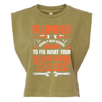 Plumber Funny College Plumbing Joke Pun Gift Garment-Dyed Women's Muscle Tee