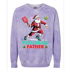 Pickleball Father Christmas Santa Claus Pickleball Xmas Gift Colorblast Crewneck Sweatshirt