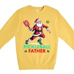 Pickleball Father Christmas Santa Claus Pickleball Xmas Gift Premium Crewneck Sweatshirt