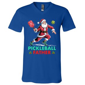 Pickleball Father Christmas Santa Claus Pickleball Xmas Gift V-Neck T-Shirt