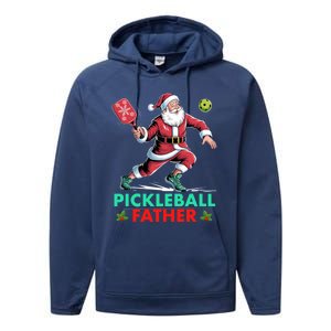 Pickleball Father Christmas Santa Claus Pickleball Xmas Gift Performance Fleece Hoodie