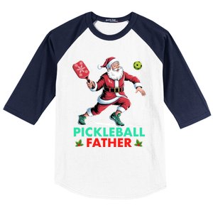 Pickleball Father Christmas Santa Claus Pickleball Xmas Gift Baseball Sleeve Shirt