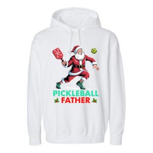 Pickleball Father Christmas Santa Claus Pickleball Xmas Gift Garment-Dyed Fleece Hoodie