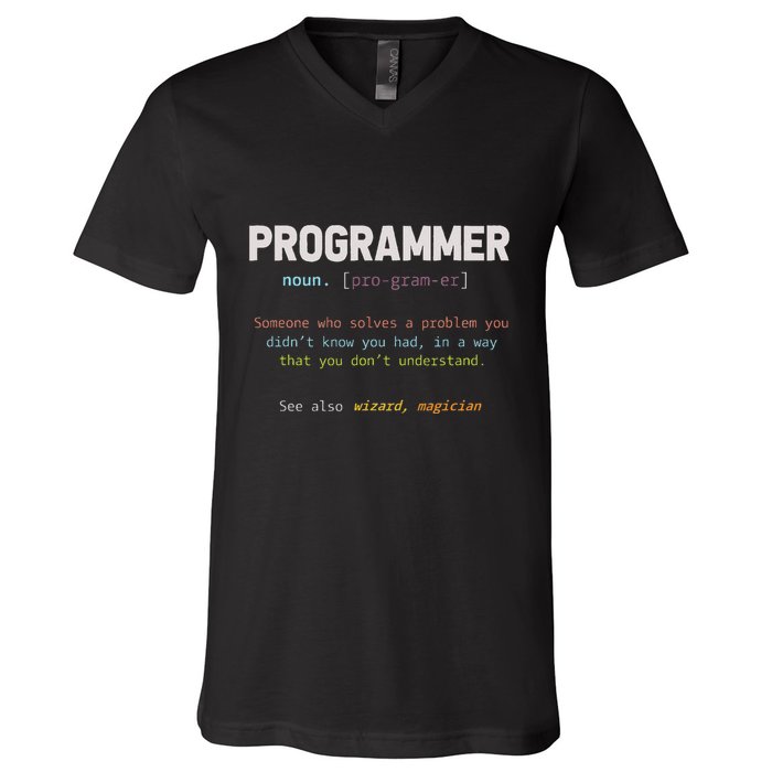 Programming Funny Computer Geek Gift Definition Programmer V-Neck T-Shirt