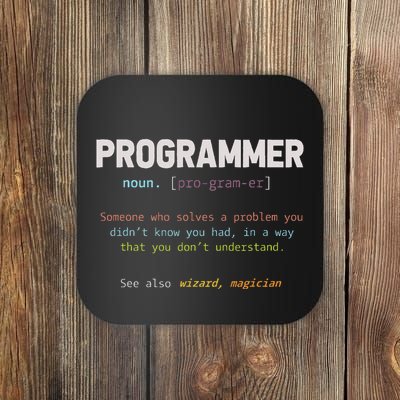 Programming Funny Computer Geek Gift Definition Programmer Coaster